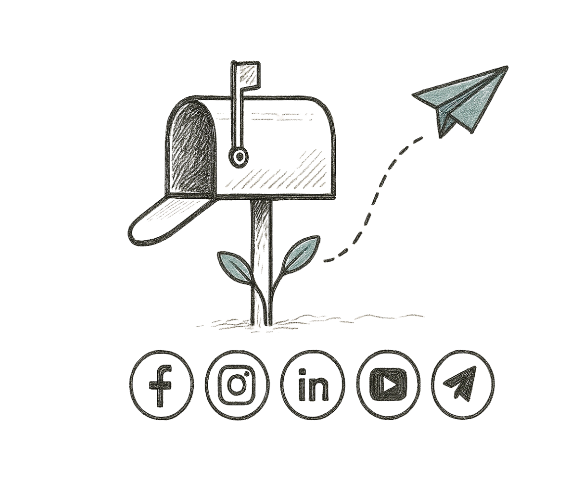 Mailbox and paper plane illustration