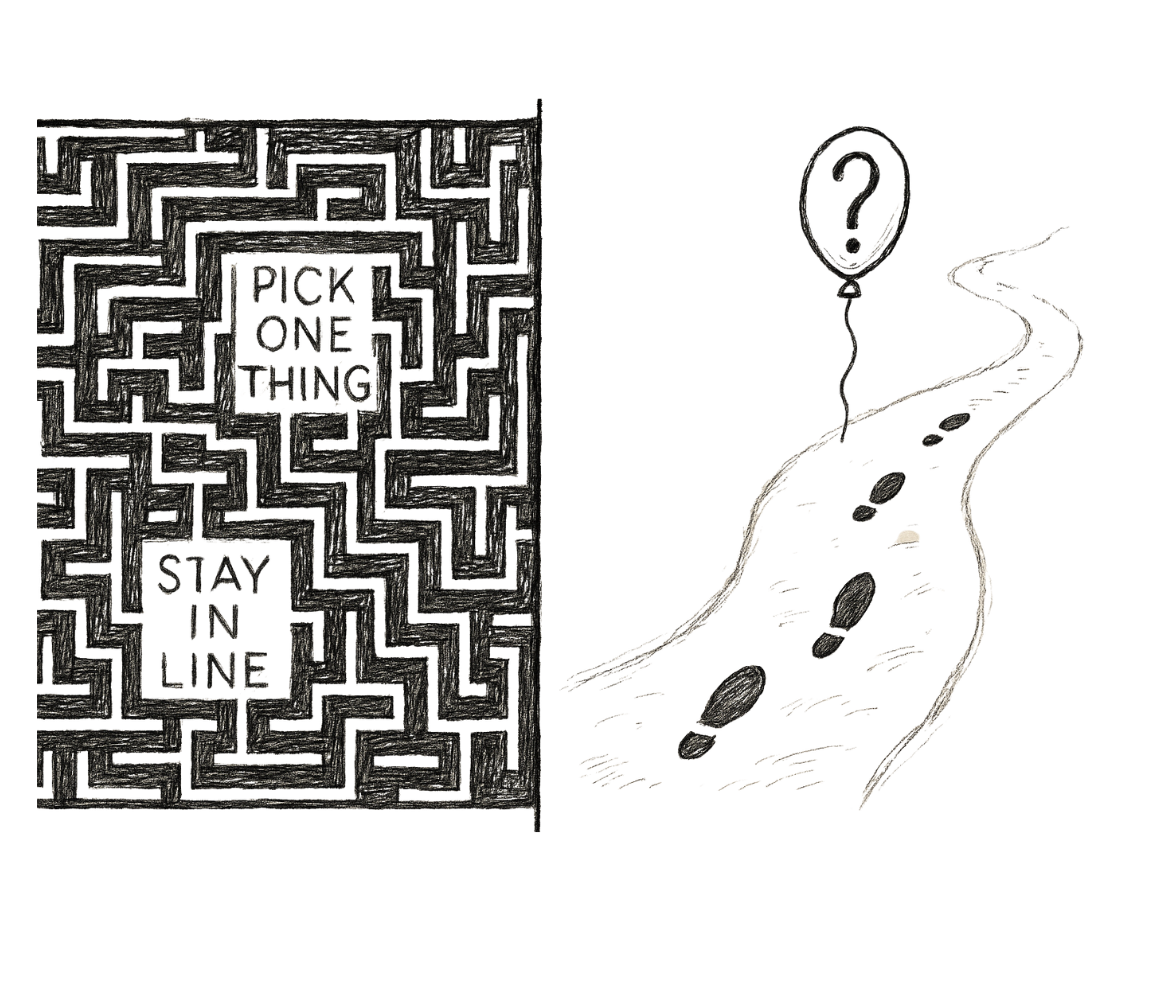 Hand-drawn maze vs. free path