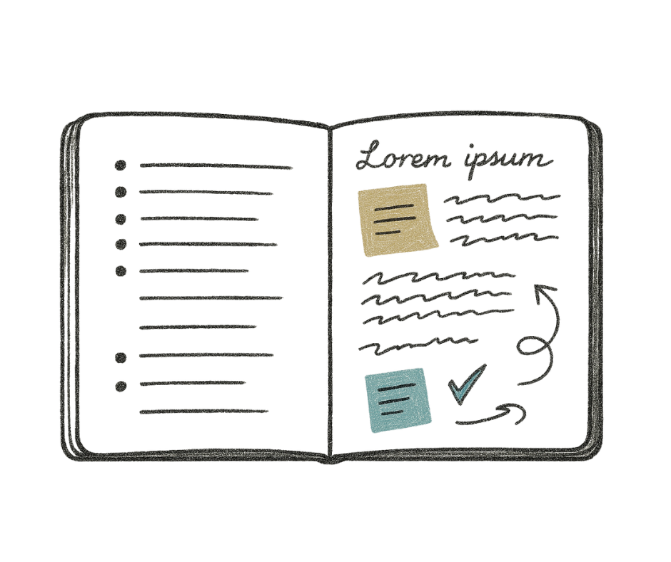 Open bullet journal spread for portfolio